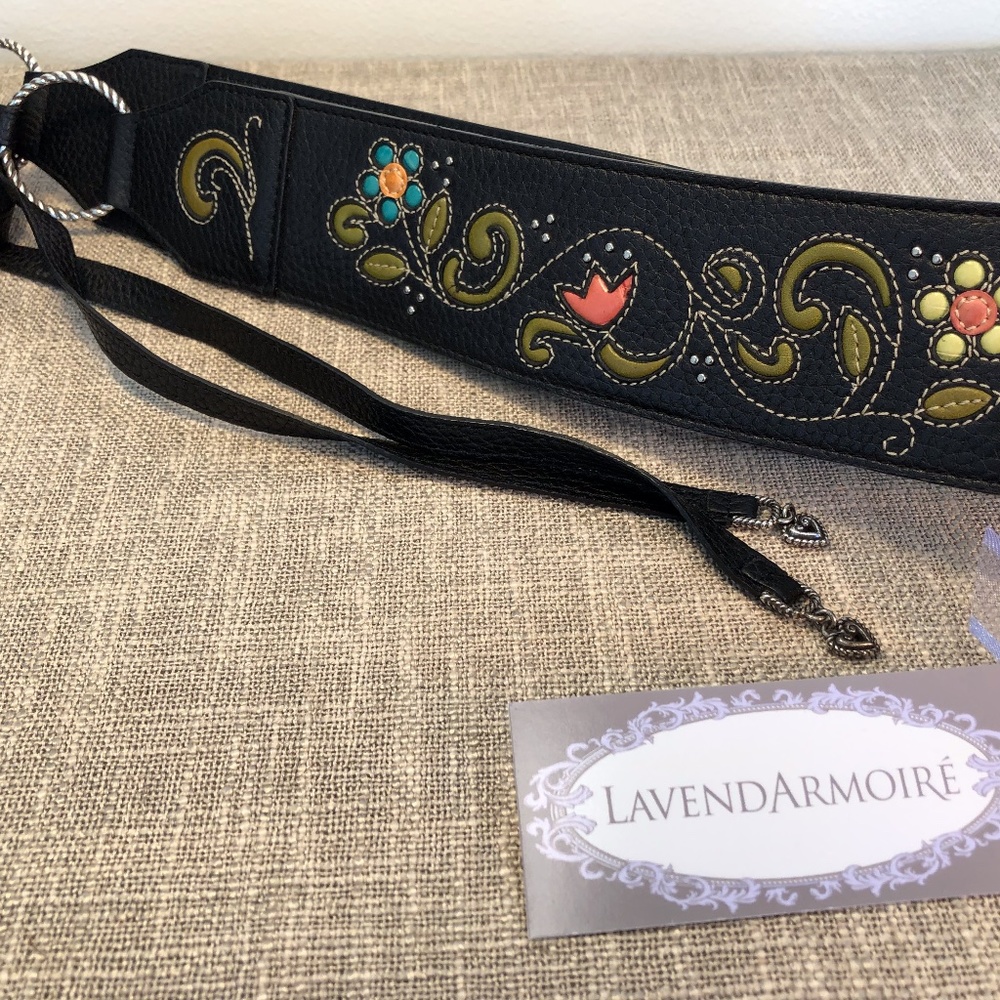 Brighton l Floral Leather Tie Belt / Adjustable